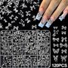 120pcs Bow Charms Nails Rhinestones for Nails Rhinestones Crystal Mini Ribbon Parts Nail Art Supplies MJZ11