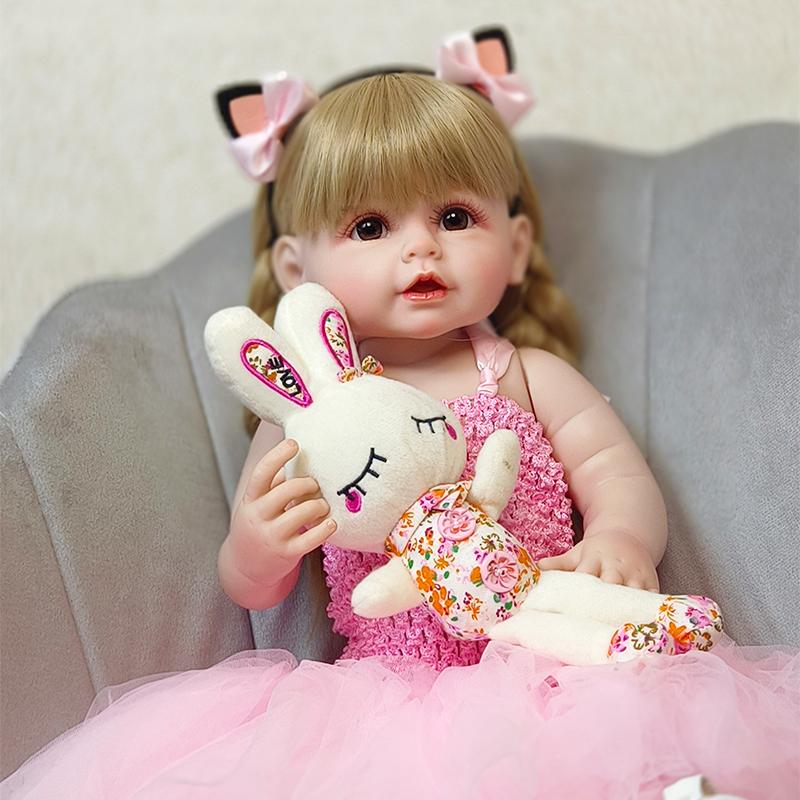 Original 55cm Reborn Baby Toddler Doll Full Silicone Body Vinyl Toy For Girl Princess Bebe Accompanying Toy Christmas Gift