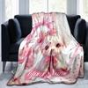 1PC Custom Name Pink Bow Puppy Love Flannel blankets Patterns Throw Blanket All-Season Soft Gift for Couch, Bed, Camping gifts