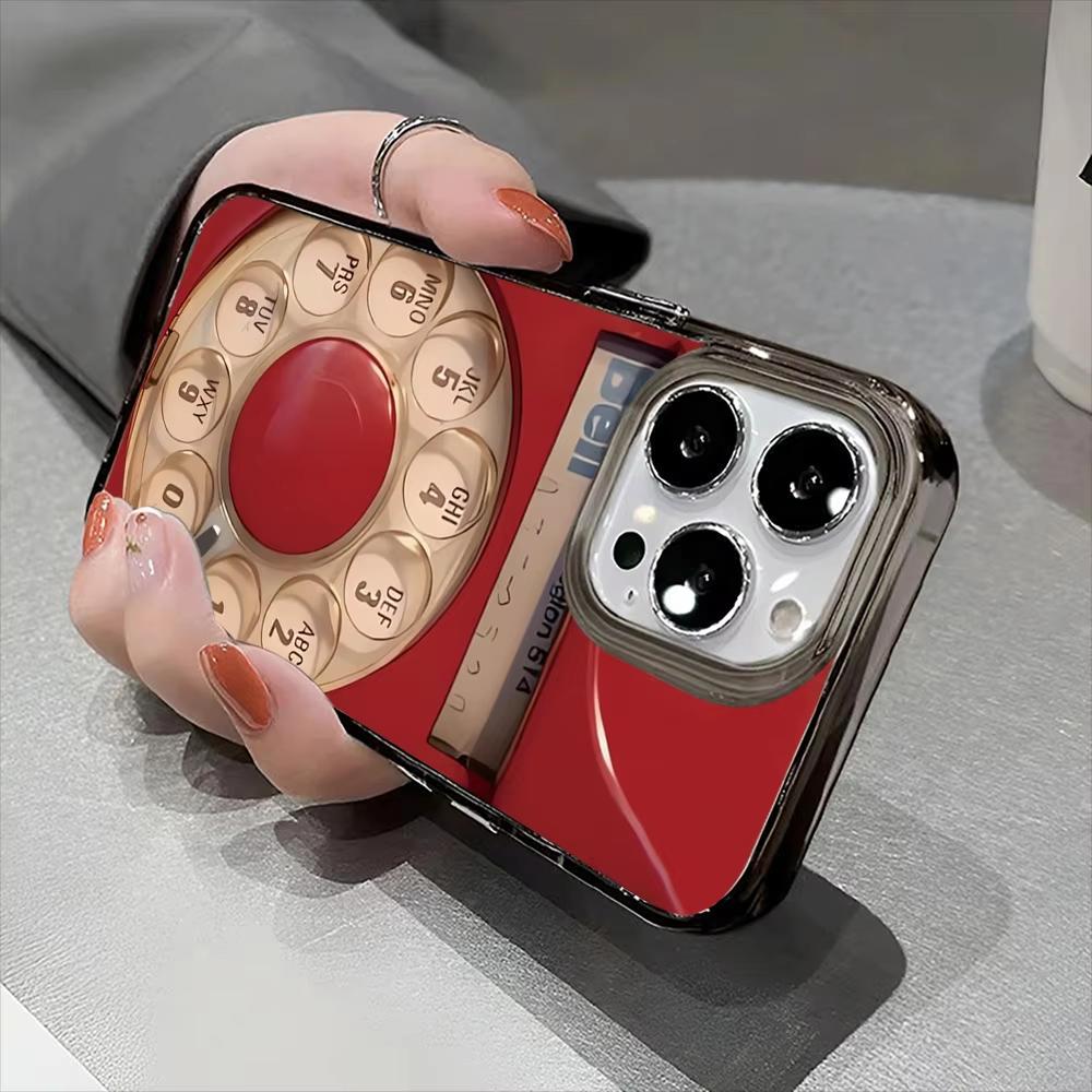 Retro Telephone Pattern Phone Case For iPhone 17 Air 16 14 15 Pro Plus 13 12 11 Pro Max Shockproof Silicone Soft Cover Fundas