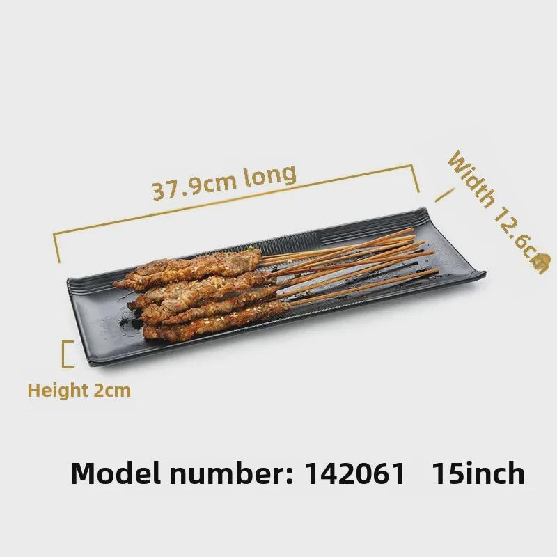 

Посуда из меламина черного цвета: Тарелка из искусственного фарфора для холодных блюд, барбекю, горячих блюд и коммерческого использования.