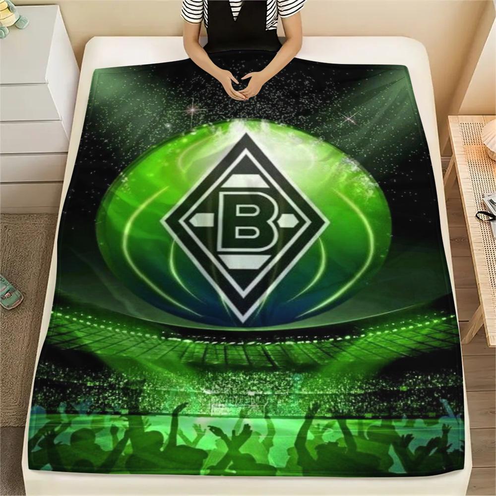1 szt. Koc Flanelowy z Nadrukiem Borussia Mönchengladbach Wysokiej Jakości Ciepły Komfortowy Pokrycie na Wszystkie Pory Roku Idealny na Prezenty Wystrój Domu