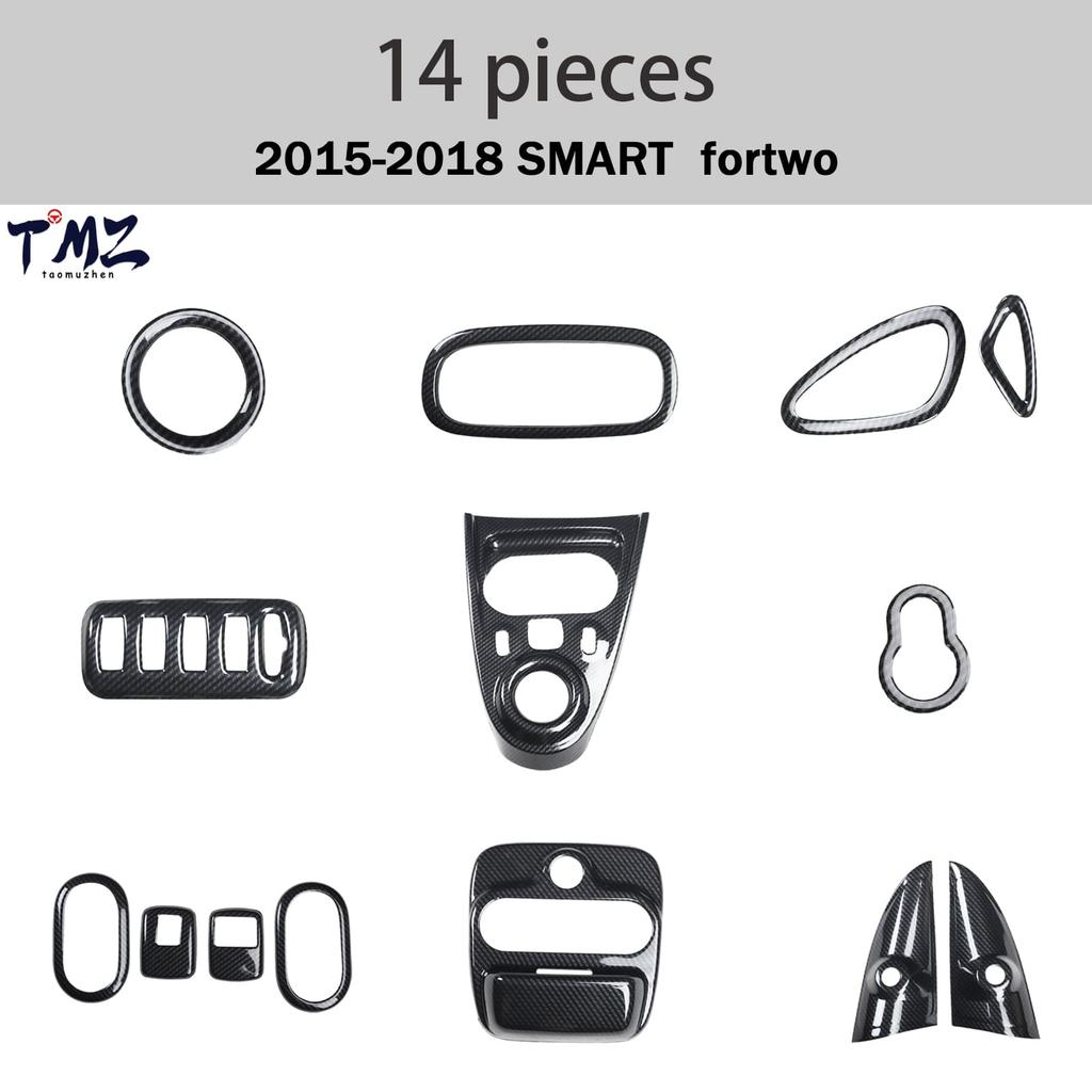Center Console Panel Black Carbon Fiber Car Interior Sticker Suitable for Mercedes-Benz Smart Fortwo 453 LHD 2015-2018