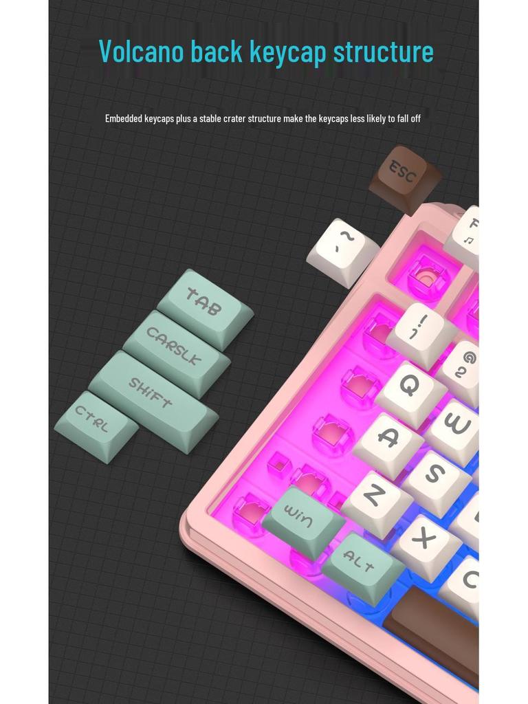 Panson K97 Dreifarbige leuchtende Gaming-Kabeltastatur - Mechanisches Gefühl für Desktop-Computer.