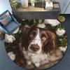 Happy Border Collie Round Area Rug,Carpet Rug for Living Room Bedroom Sofa Playroom Decor,Non-slip Floor Mat
