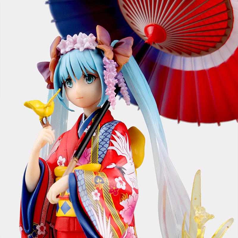Hatsune Miku Cute Anime 30cm Figure Girl Floral Kimono Miku Model Desktop Ornament Collectible Statue Decor Surprise Toys Gift