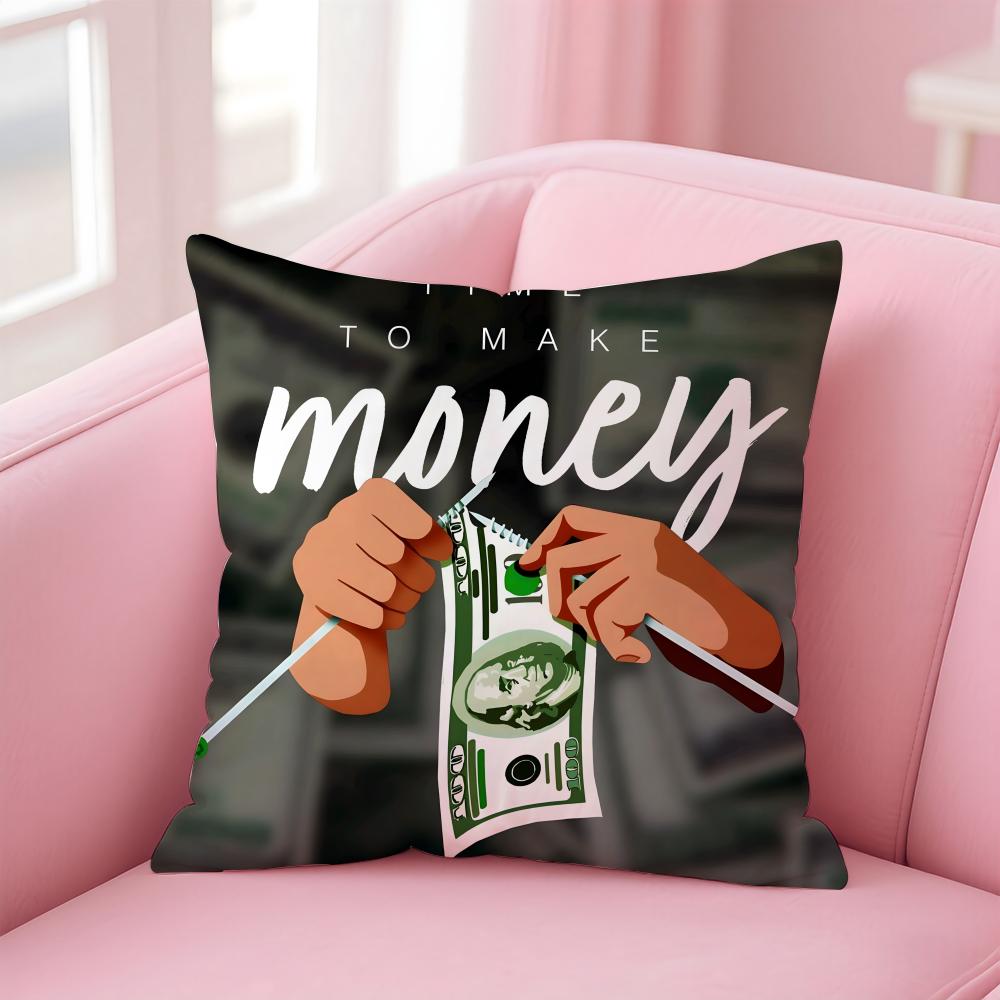 popular Time is Money Cushion Cover Comfortable Reversible Pillow Cover Ideal for Car Sofa Bedroom & Beyond