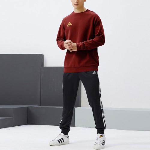 adidas Logo Athletic Fitness Casual Crewneck Pullover Sweatshirt Unisex Red