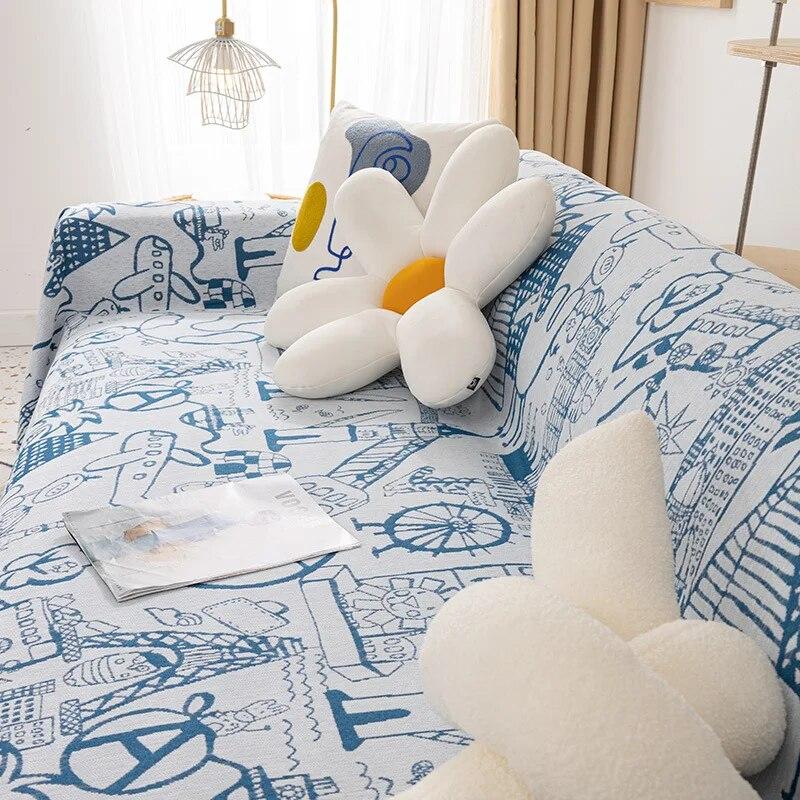 Sofatuch, vollständige Abdeckung, Stoff, Inse-Stil, nordisches Sofakissen, Campingdecke, Bezug, alle Jahreszeiten, universeller Sofabezug