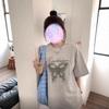 grey cotton short-sleeved t-shirt women's summer new small butterfly print ins design sense niche loose top