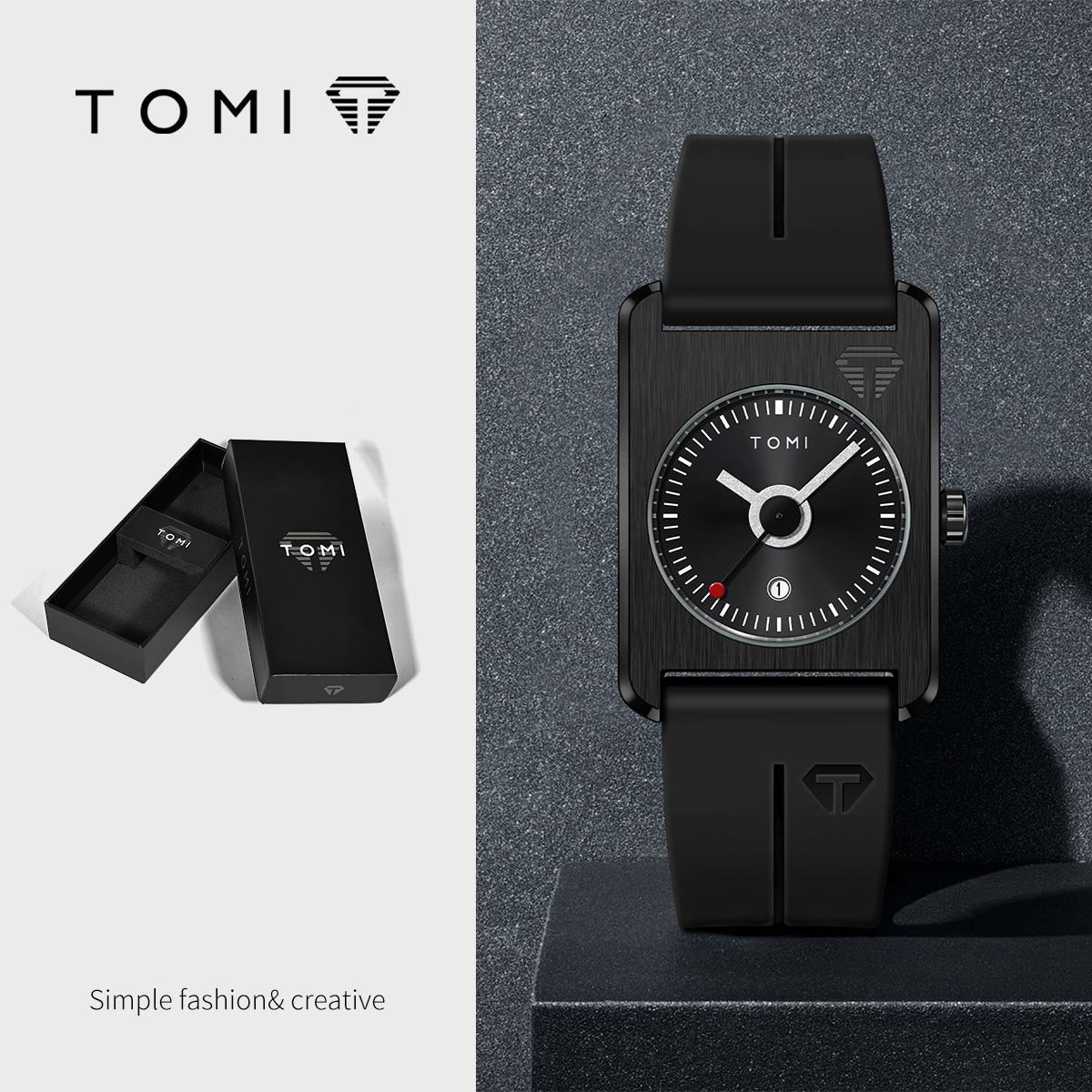 Tomi Temi Square Calendar Fashion Student Watch Tape Watch