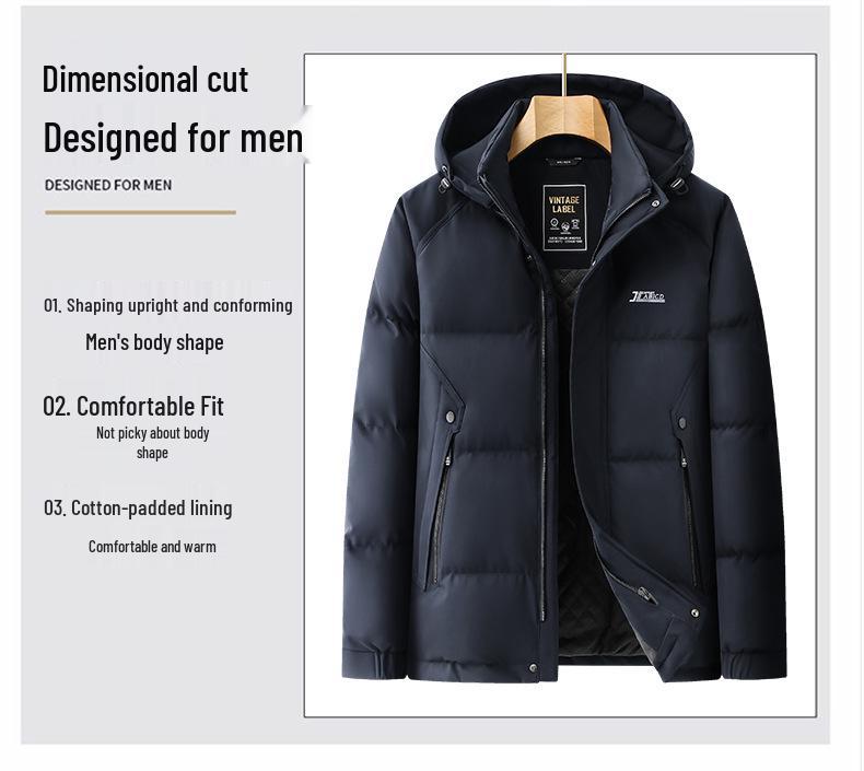 Men's Plus Size Winter Cotton Jacket 2025 - Oversized, Fat-Friendly, Warm, with Detachable Hood.