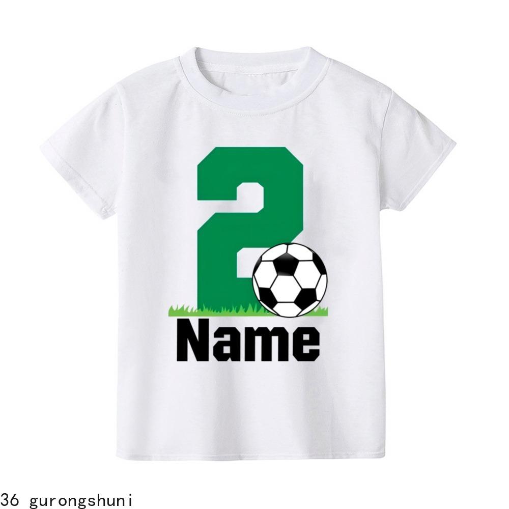 Personalize Name Free  Football Birthday Number 1-9 Print Kid T-shirt Child Tshirt Short Sleeve Fashion Tee Top Summer Clothes