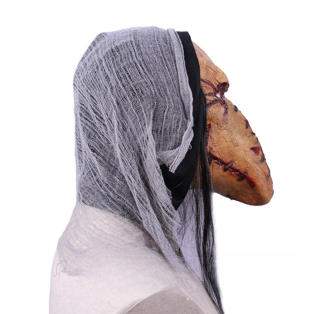 Bloody Stitched Bird Mouth Mask Cosplay Horror Beak Helmet Full Face Latex Headwear Halloween Masquerade Party Costume Prop