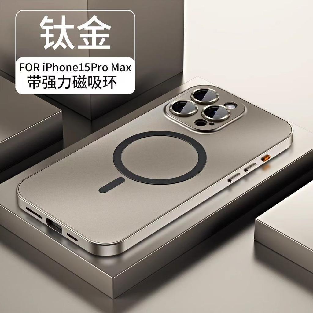 Fashion Aluminum Metal Magnetic Case For iPhone16 17 Pro Max 15Pro 14 13 12 Magsafe Wireless Charging Glass Lens Backboard Cover