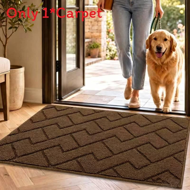 Entryway Doormat With Plush Flocking For Bathroom And Living Room Use