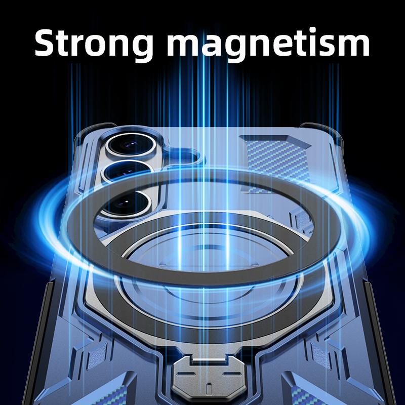 Wireless Charging Funda Case for Samsung Galaxy A17 A57 A37 5G A56 A55 A16 S26 Ultra S25 FE Ring Holder Armor Phone Case