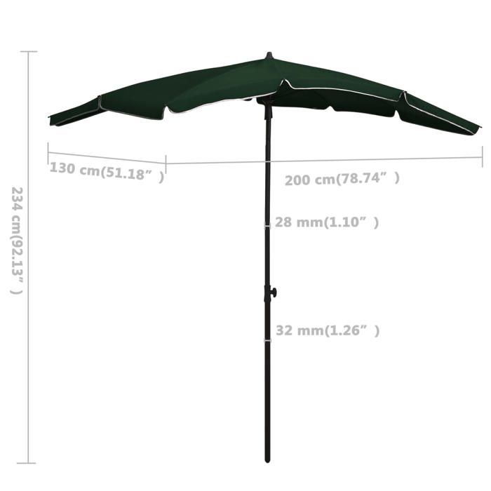 VidaXL Parasol de Jardin avec Mât Parasol de Patio Pare-soleil de Terrasse Parasol d'Extérieur Anti-UV Anti-décoloration 315552