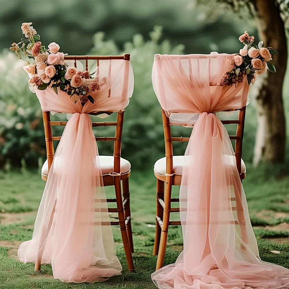 Set of 10/50 Chair Sashes Elegant Wedding Chair Decor Semi-Sheer Tulle for Wedding Parties Churches Christmas Aisle Accent