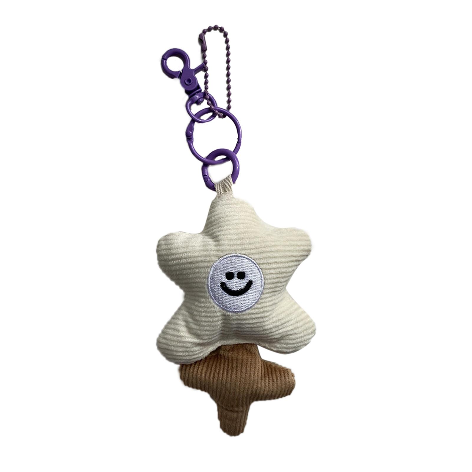 

Cute Keychain Corduroy Cartoon Pattern Pendant Decoration for Women s Bag Beige Brown