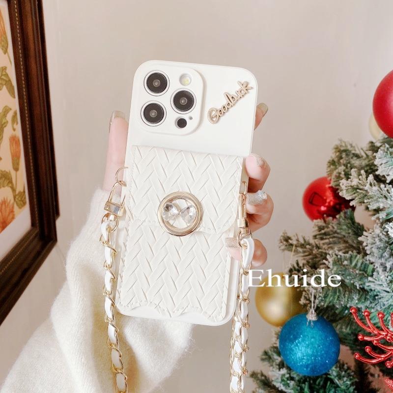 Metal Leather Strap Case for Xiaomi Redmi Note 14 13 12 14C 13C 15 Mi 14T 15T Stand Crossbody Lanyard Woven Wallet Diamond Cover