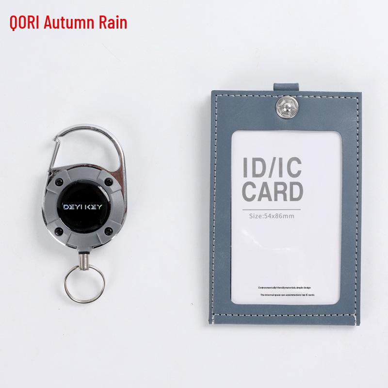 Retractable Leather ID Badge Holder with Lanyard