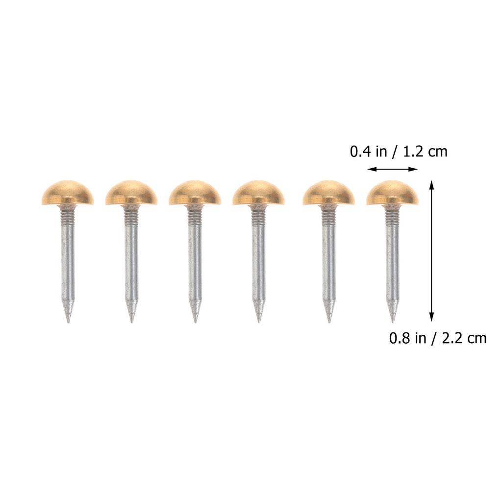 20Pcs Copper Furniture Nails Decorative Upholstery Pins Half Round Head Sharp Entry Striped Shank Anti-Loosening for Wood Craft