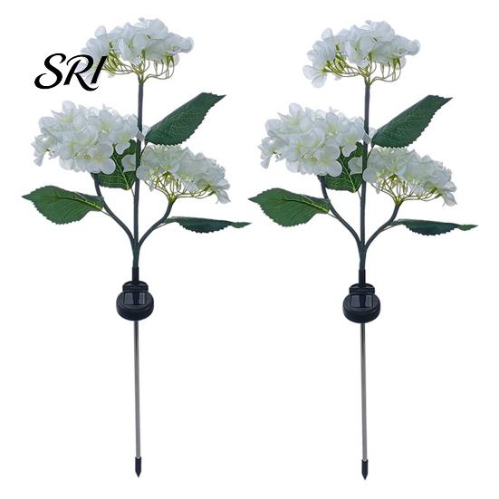Solar Powered Garden Lamps 3-Head Hydrangea Flower Light with Colorful LEDs Waterproof Outdoor Stake Lights Lamp for Yard Patio Walkway Energy-Saving