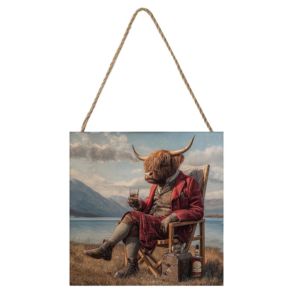 Pyramid International Another Dram By The Loch Highland Cow Plaque