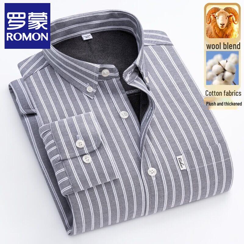 Romon Men s Thermal Lined Long Sleeve Casual Shirt 40