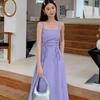 Women's Summer Drawstring Pleated Camisole Dress - Slimming Bodycon Bandeau Design