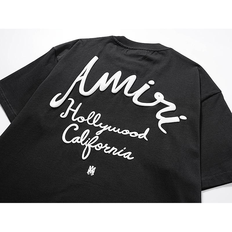 2066 Amiri 2025 Summer New Men's and Women's Loose High Quality Cotton Plus Size T-shirt Couple T-Shirt