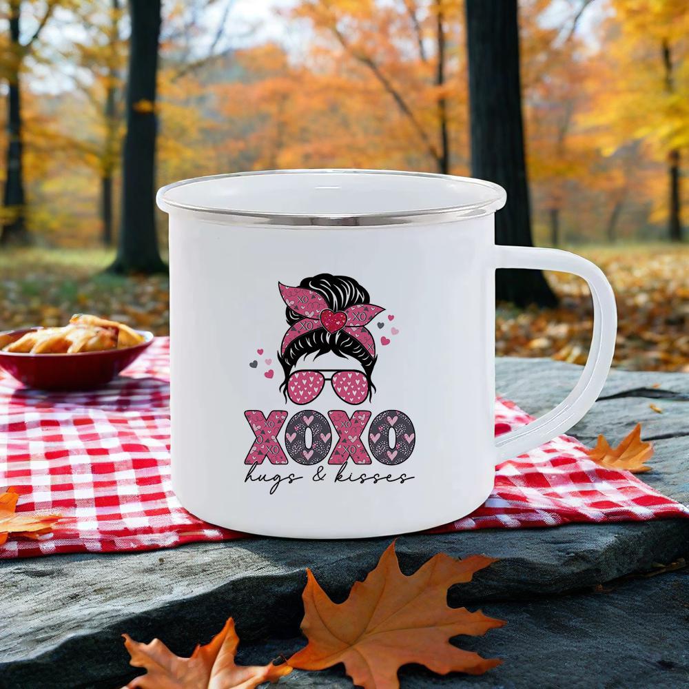 Valentine Gift Coffee Mugs For Couples Holiday Present Drinkware Breakfast Cup Pink Enamel Mug Love Milk Cups Romantic Funny Tea