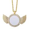 Diamond-encrusted Wing Photo Necklace Sticker Frame Titanium Steel Chain, Cool Hip-hop Sweater Chain