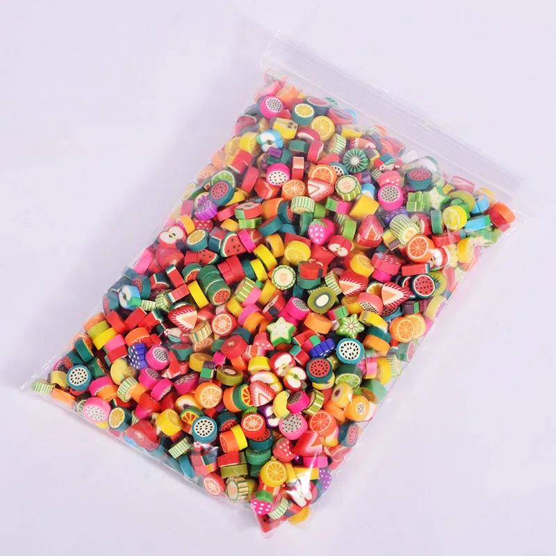 100Pcs/Lot 0.4cm Soft Pottery DIY Slime Fluffy Accessories Fruit slices Filler For Polymer Clay Toy For Children slime supplies