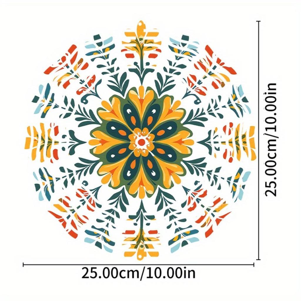 Colorful Mandala Metal Wind Chime Vibrant Floral Design Black Silhouette Outdoor Garden Decor Indoor Hanging Ornament No Power Needed All Season