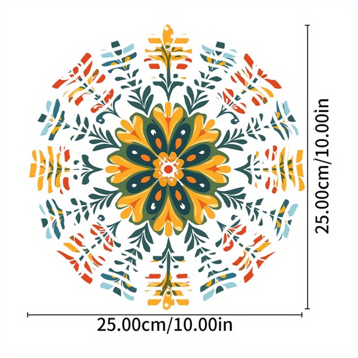 

Красочный металлический колокольчик ветра Мандала Яркий цветочный дизайн Черный силуэт Декор для сада на открытом воздухе Подвесное украшение для дома Не требует питания Всесезонный 01A