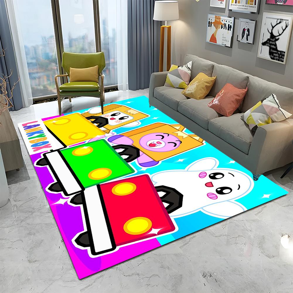 Happy Foxy Boxy and Rocky Lankybox Carpet Rug for Home Living Room Bedroom Sofa Doormat Decor,kids Area Rug Non-slip Floor Mat