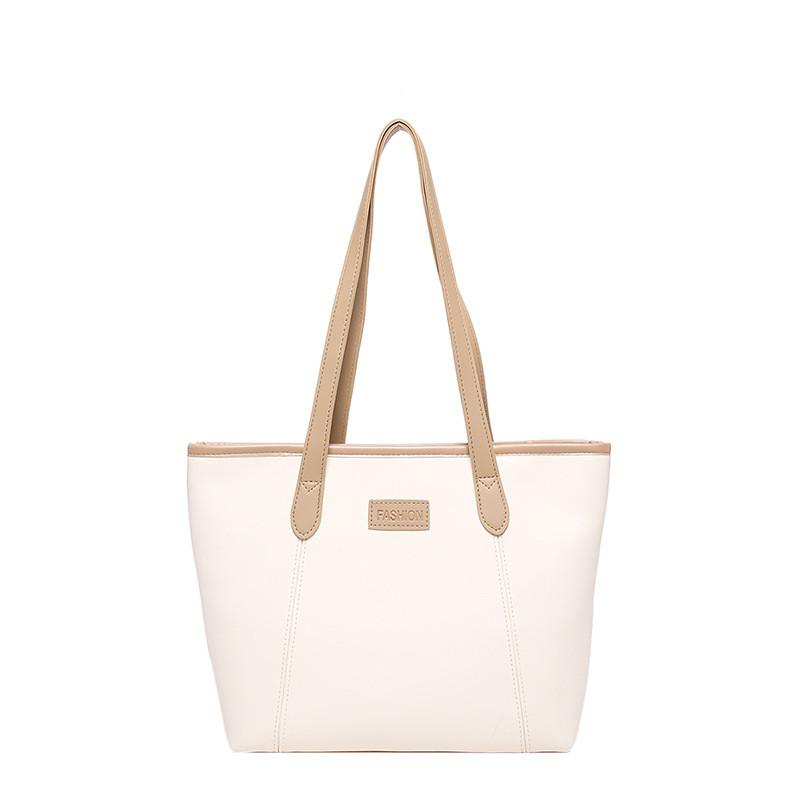 Elegant Black White Brown Khaki Pu Tote Bag For Women Modern Urban Fashion Style