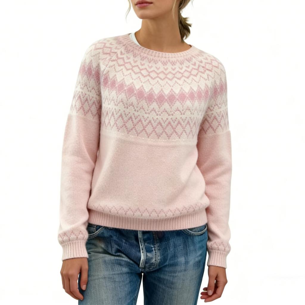 Women's Fashion Sweater Round Neck Loose Crewneck Long Sleeve Knit Top