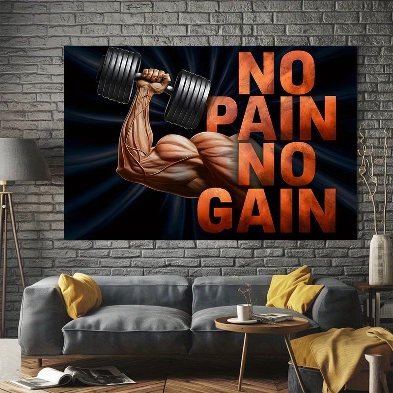 1 Piece of "Pain Free" Inspirational Polyester Background Fabric with Strong Arm Design, Suitable for Home, Gym, Club
