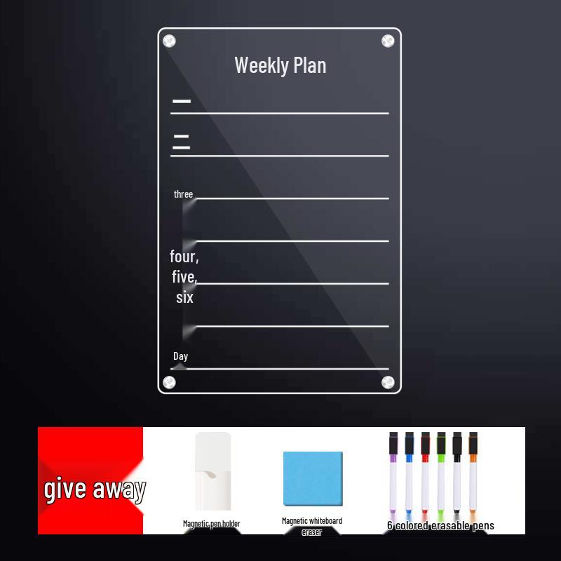 Clear Magnetic Acrylic Double-Layer Dry Erase Board for Refrigerator