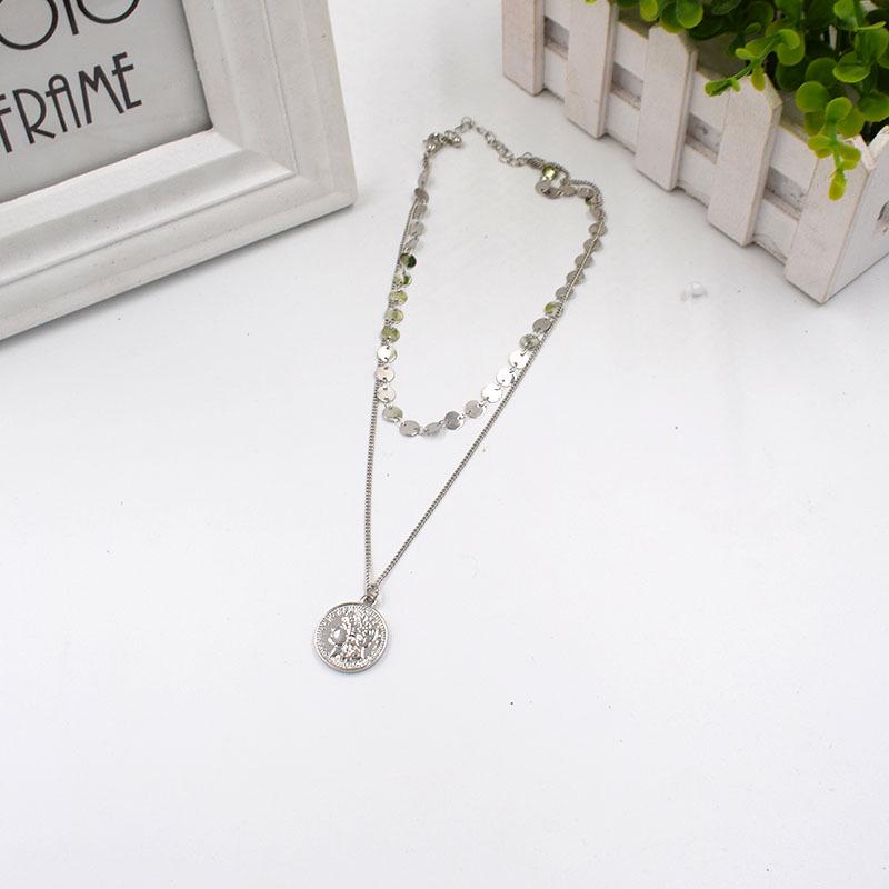 Retro Double-Sided Coin Pendant Necklace - Fashionable Layered Clavicle Chain