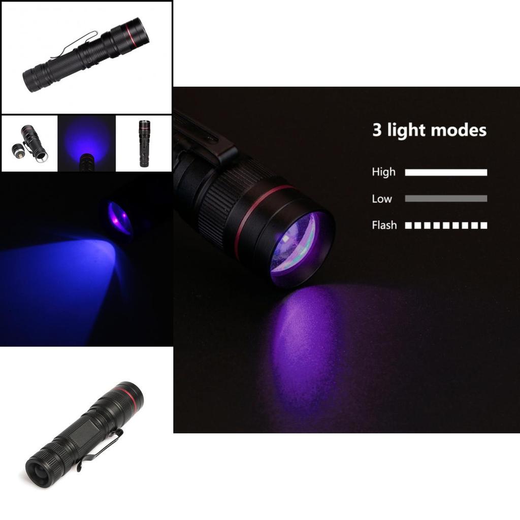 New Adjustable Led Uv Flashlight For Currency Verification Makeup Baby Items Fluorescent Detection Mini Uv Torch