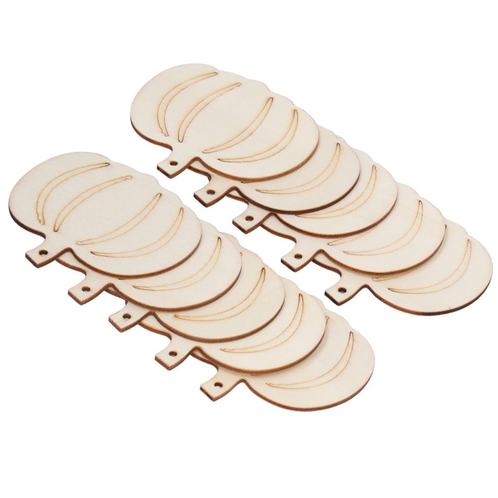 50 Sets Holz Kürbis Ausschnitt Unbemalt DIY Wunderschön Geschnitzte Synthetikholz Kürbisse mit Hanfseil für Partydeko