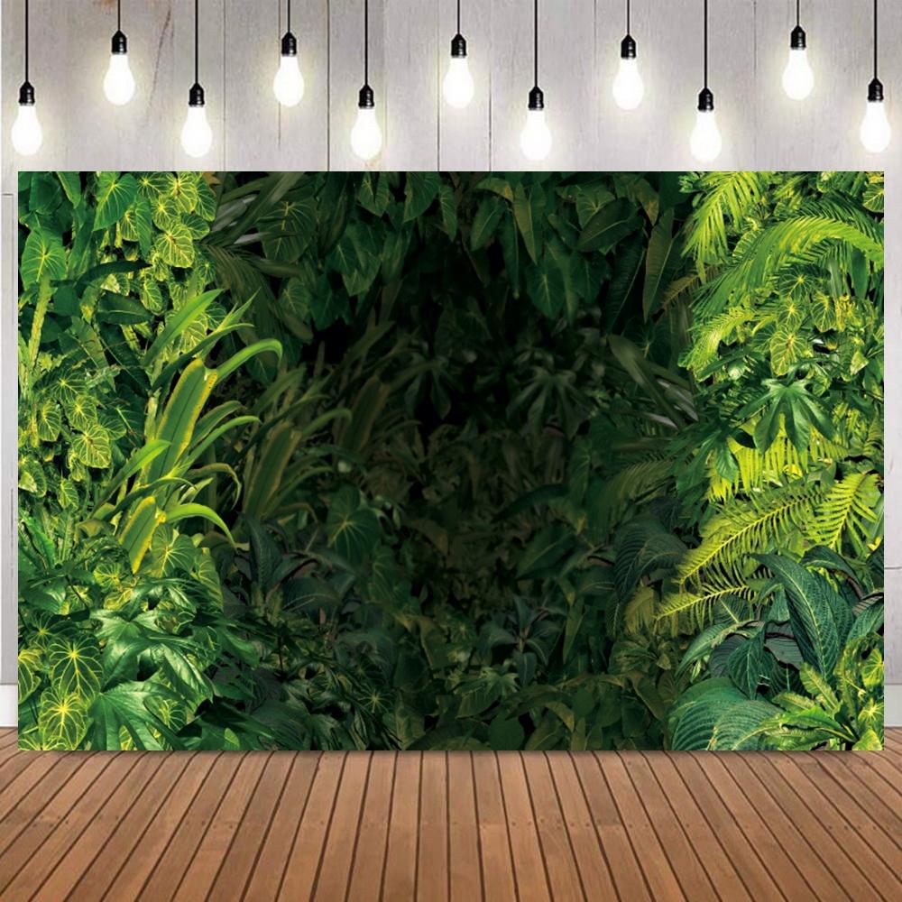 Tropical Leaves Backdrop Various Green Plants Fern Palm Leaf Elements Photo Background For Jungle Theme Birthday Party Portrait8