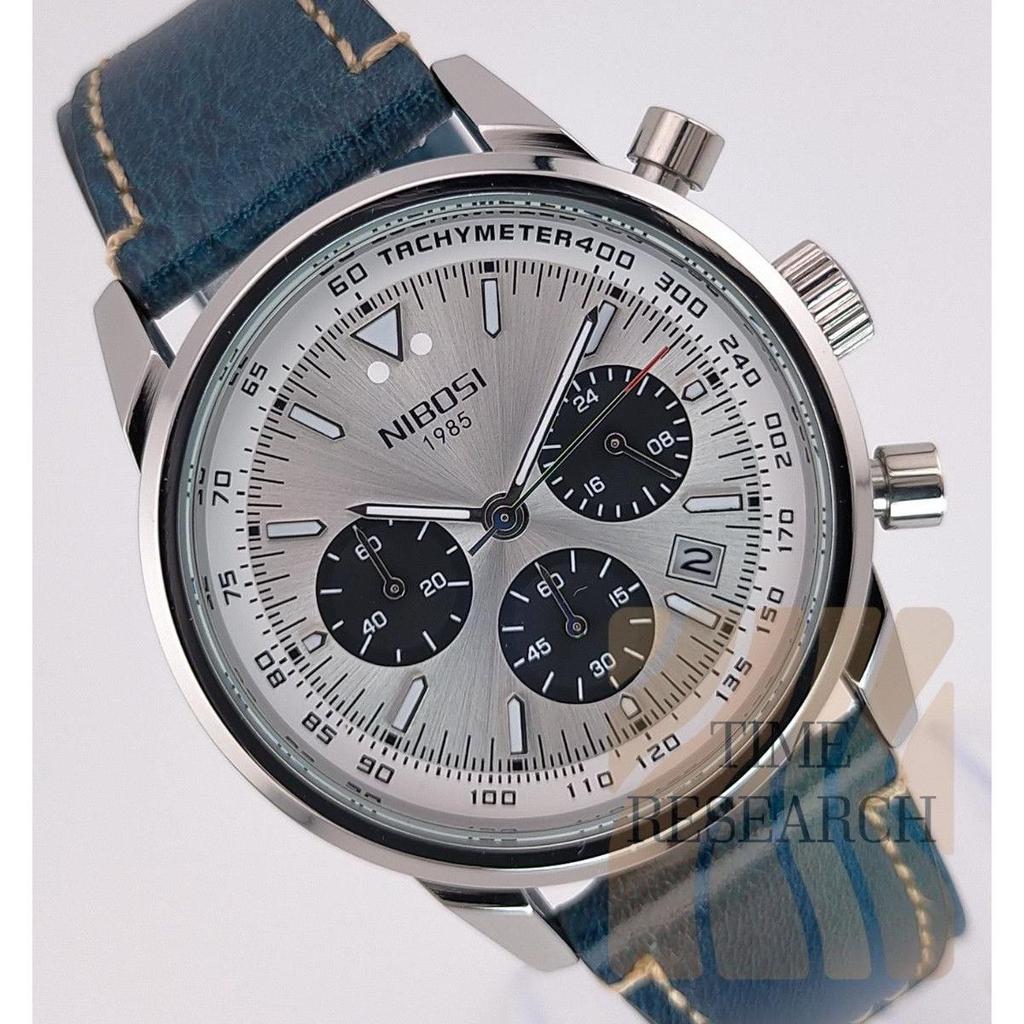Used A high-quality chronograph watch suitable for an adult's watch [Detailed dial with tachymeter x craft leather selection/new] Panda color dial 