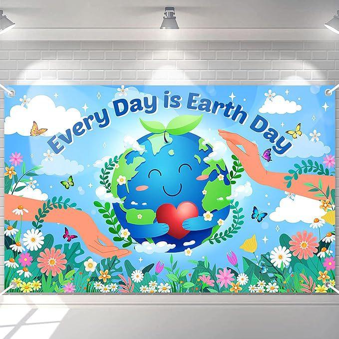 Banner de Decoración de Fondo Feliz Día de la Tierra 22 de Abril Decoración de Fiesta Ambiental Interior y Exterior