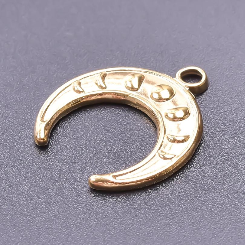 5pcs/Lot New Moon Charm No Fade Stainless Steel Pendants Charms In Bulk DIY Jewelry Making Supplies Witch Knot Star Accessories
