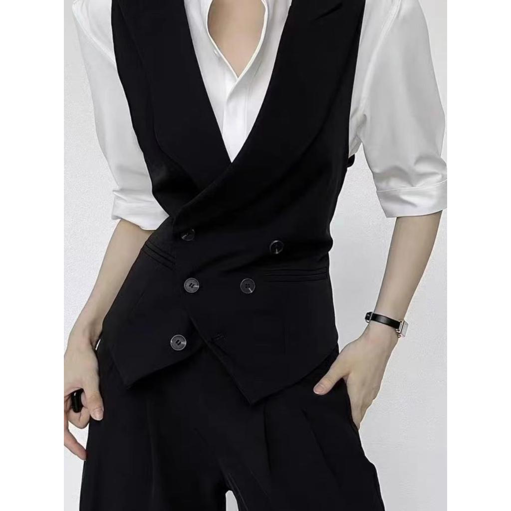 Men's and Women's Casual Suits with A Lapel Collar Business Vest British Style Lapel Collar Slim Fit Vest Jacket